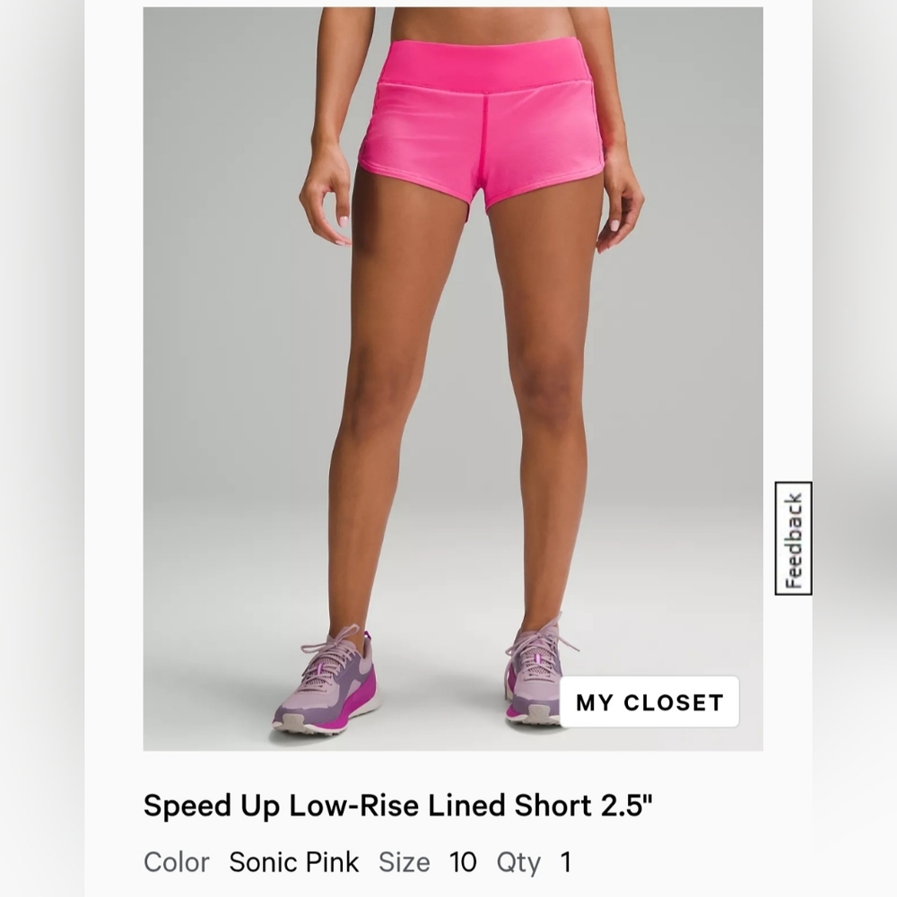 Lululemon 🍋 Speed Up Shorts. Sonic Pink